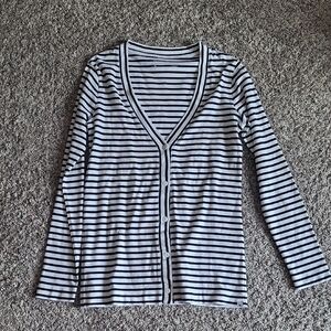 Eddie Bauer Black and White Striped Cardigan